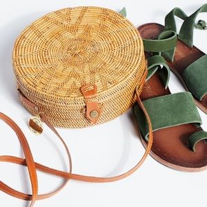 Free People Sol Wicker Round Crossbody Bag